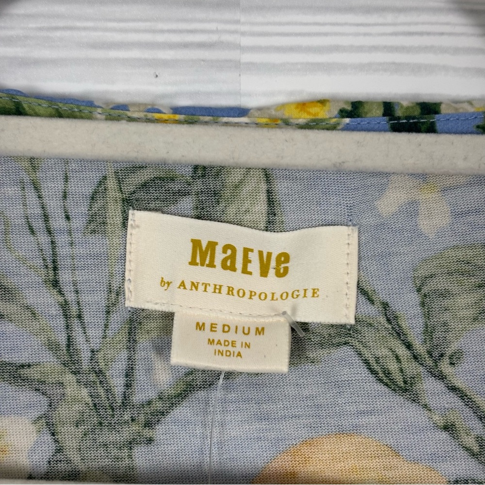 Maeve By Anthropologie Floral Lemon Print Babydoll Blouse Size Medium NWT - Picture 4 of 9